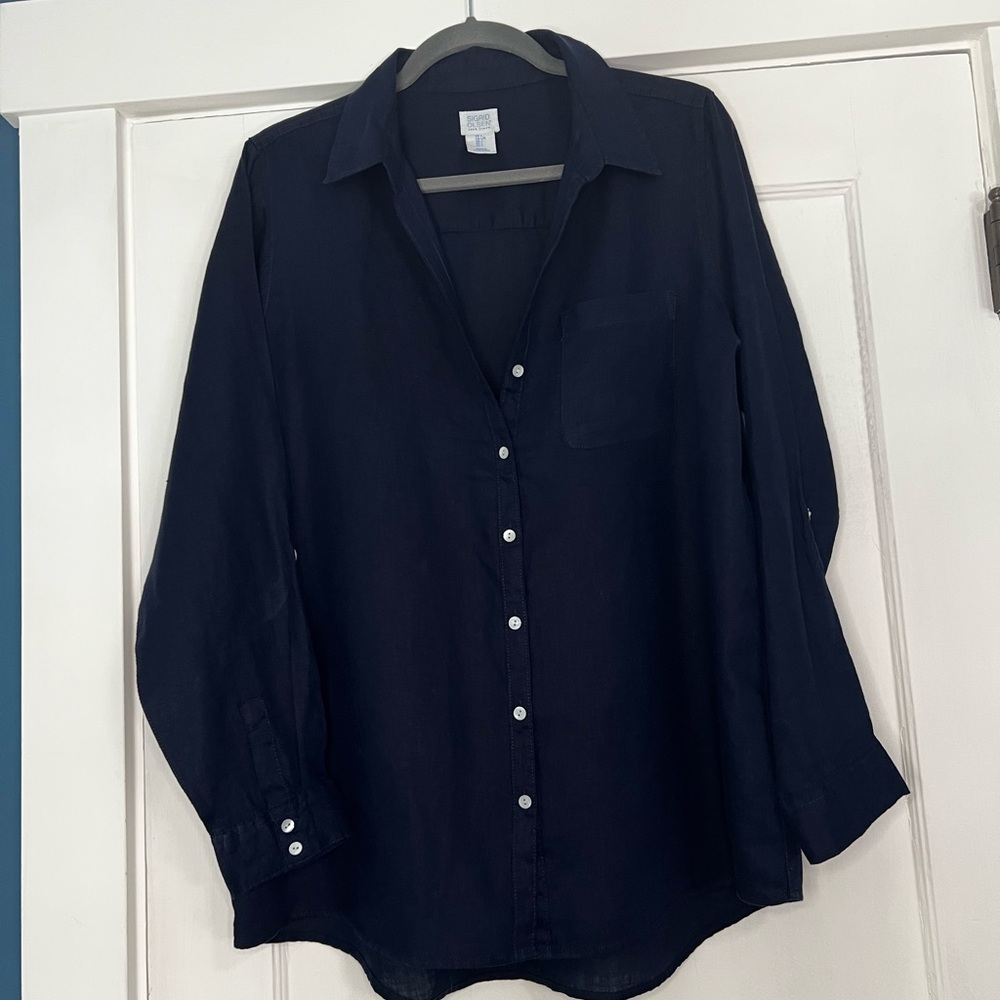 Sigrid Olsen Navy Button Down Shirt